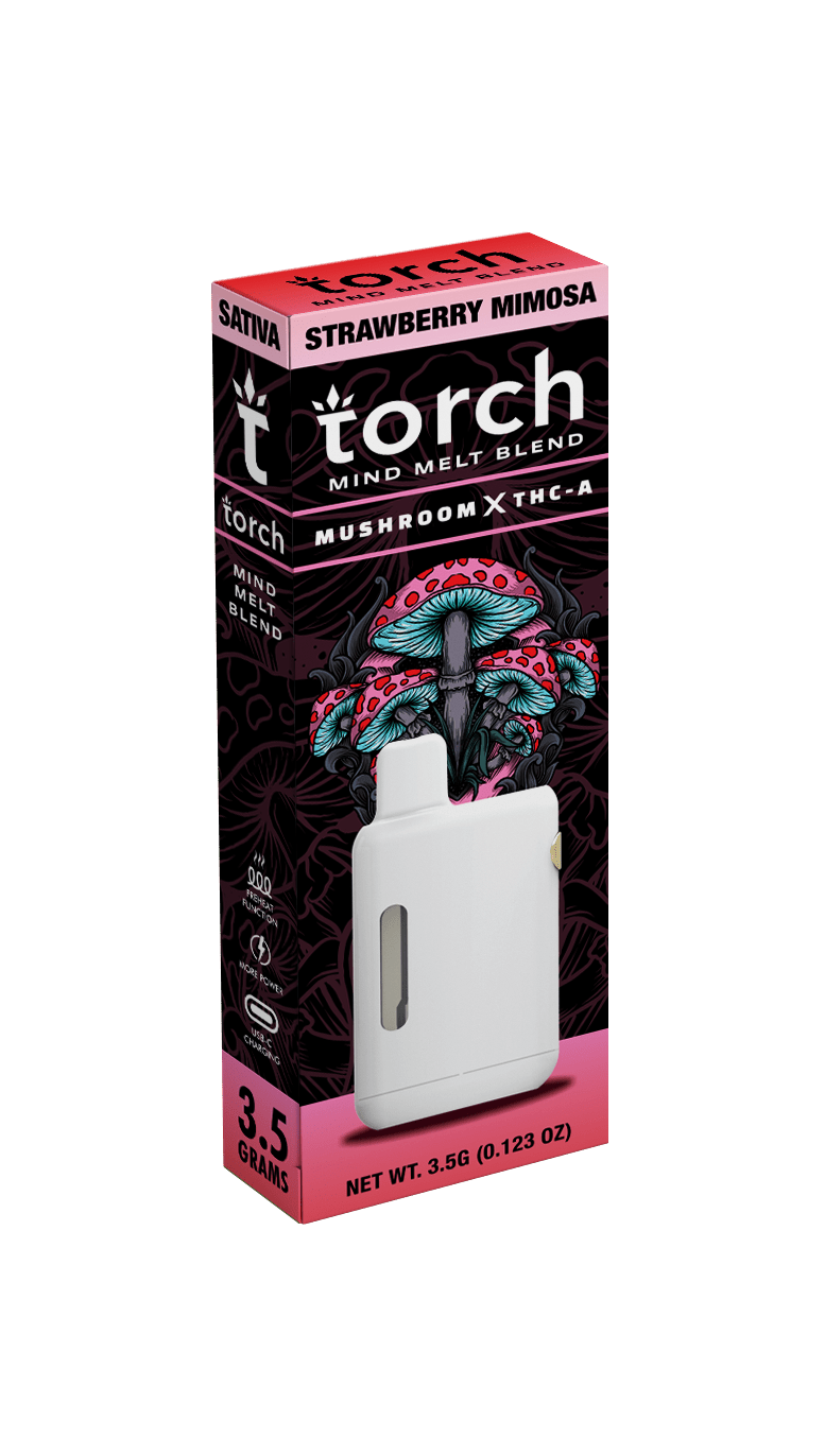 Torch Mind Melt 3.5g Black Series Mushrooms x THCA Disposable - Strawberry Mimosa - HempWholesaler.com
