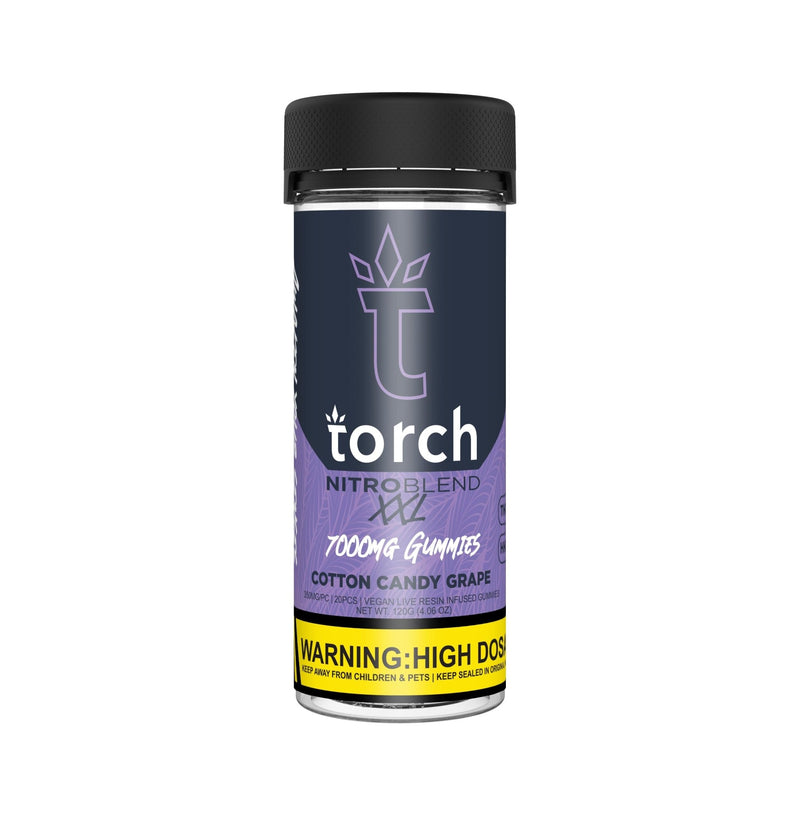 Torch Nitro Blend XXL 7000mg Gummies - THCP+HHCP - Cotton Candy Grape - Bandit Distribution