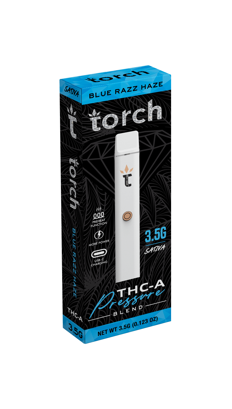 Torch Pressure 3.5g Thca Pressure Blend Disposables - Blue Razz Haze - HempWholesaler.com