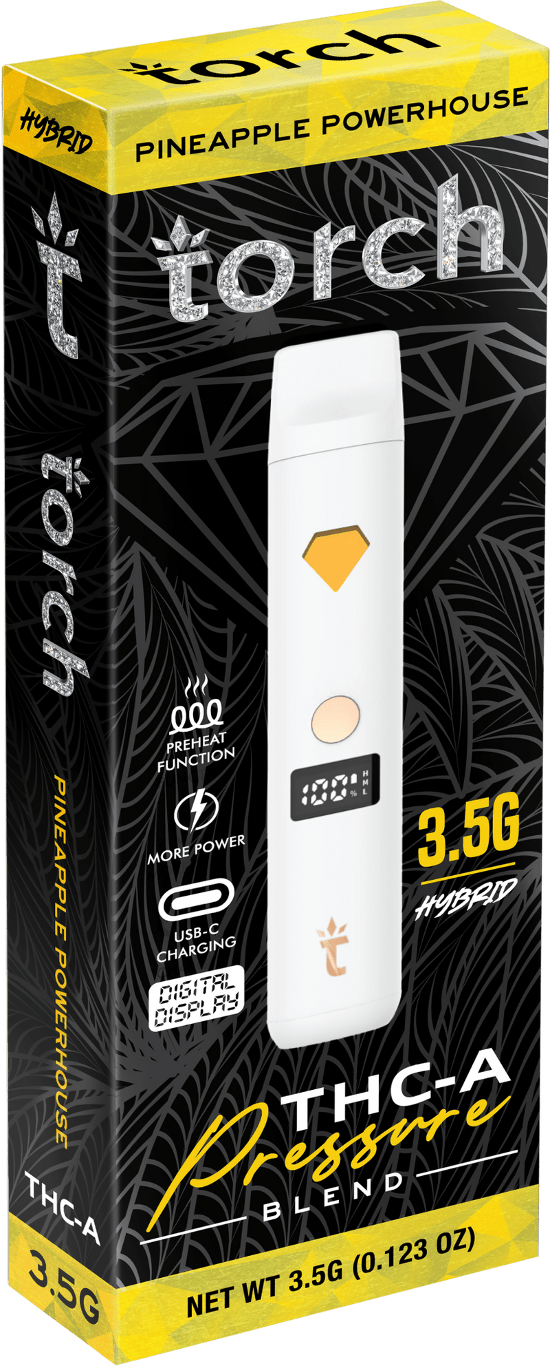 Torch Pressure 3.5g Thca Pressure Blend Disposables - Pineapple Powerhouse - HempWholesaler.com