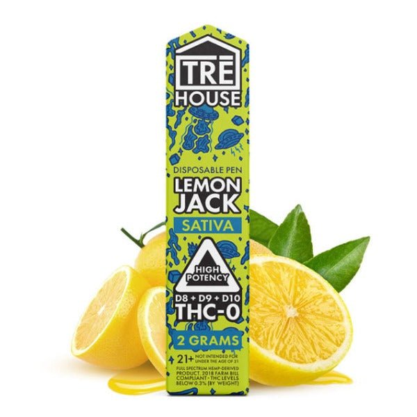 Tre House Delta 8 Vape Pen + D9 + D10 + THCO - Lemon Jack- Sativa 2g