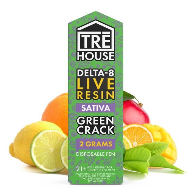 Tre House Live Resin Delta 8 Vape Pen – Green Crack 2g Disposable