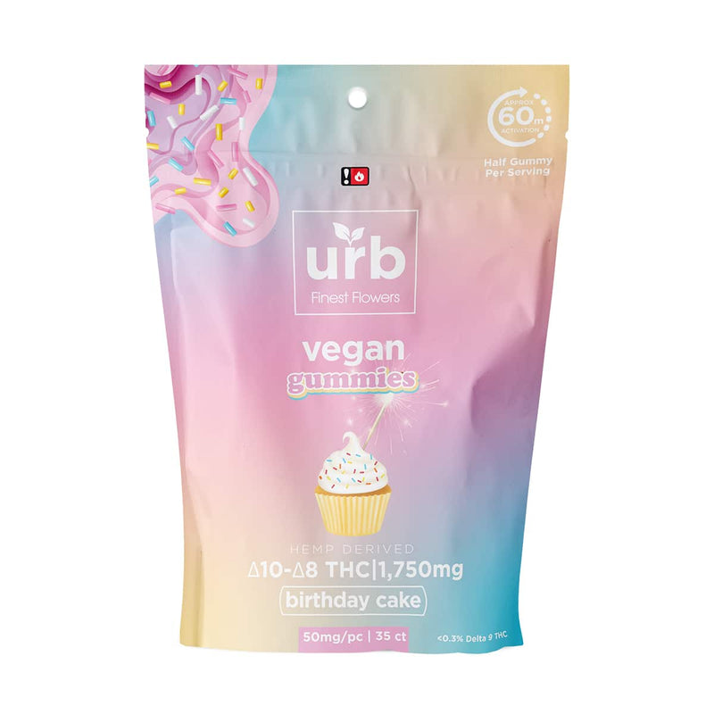 Urb Delta 10/ Delta 8 THC Gummies - Birthday Cake (Vegan) 1750MG