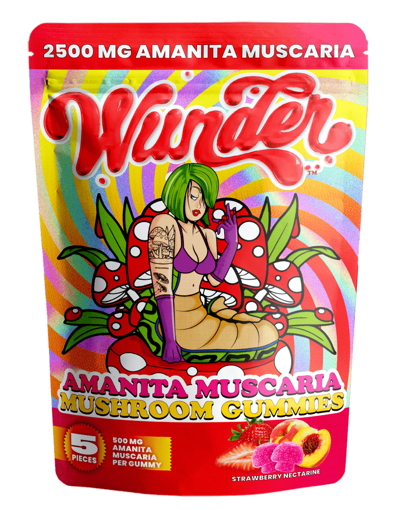 Wunder 2500MG Amanita Muscaria Mushroom Gummies - Strawberry Nectarine - HempWholesaler.com