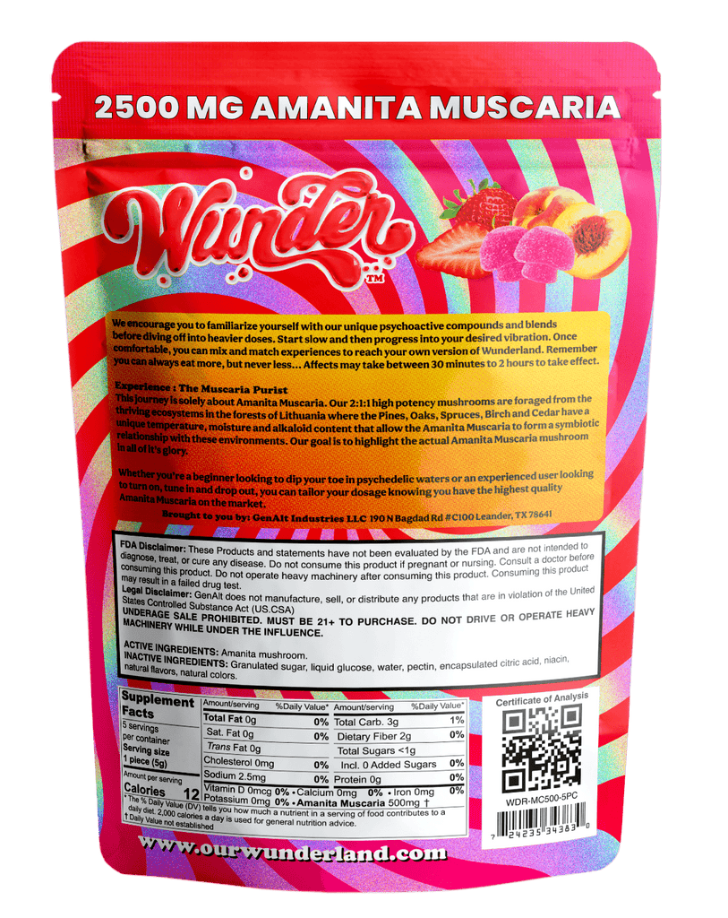 Wunder 2500MG Amanita Muscaria Mushroom Gummies - Strawberry Nectarine - HempWholesaler.com