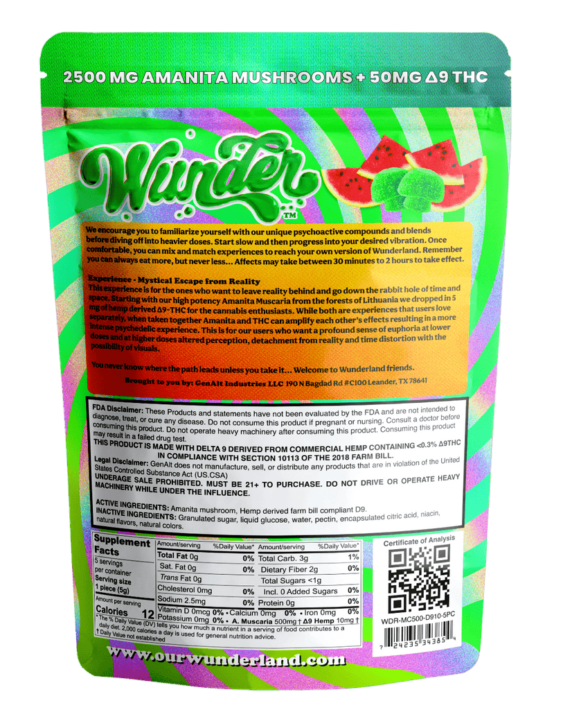 Wunder Entheogenic Nootropic Blend Amanita + Kava Gummies 7500mg