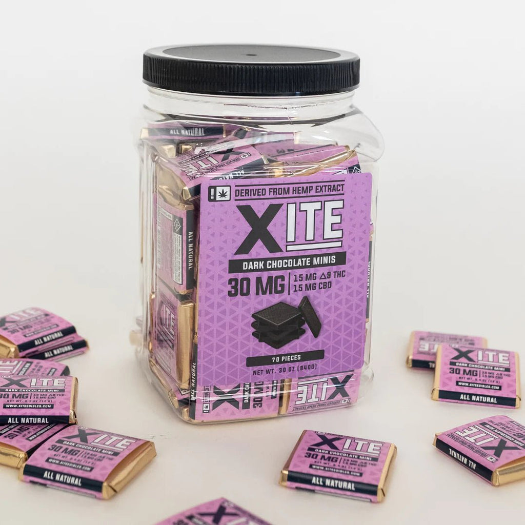 Xite Delta 9 Dark Chocolate Mini Bars - 70ct - HempWholesaler.com