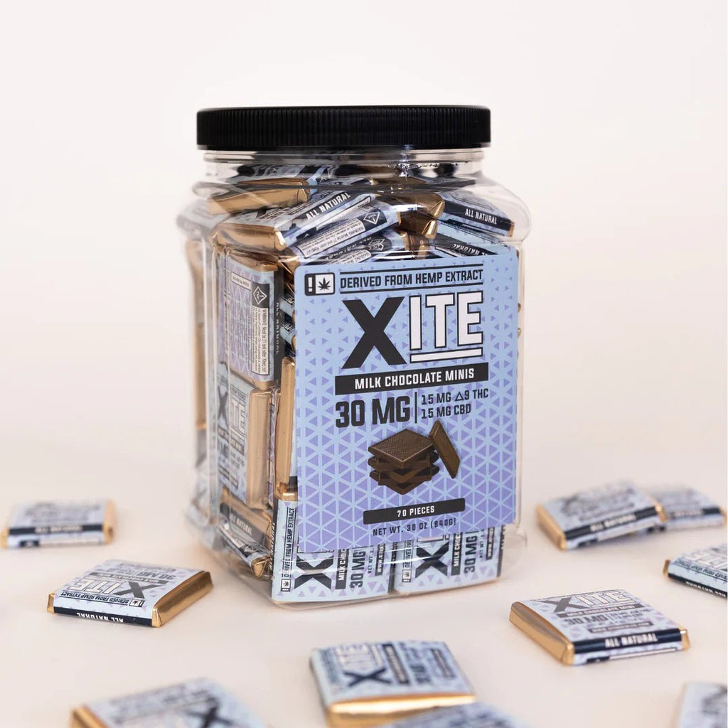 Xite Delta 9 Milk Chocolate Mini Bars - 70ct - HempWholesaler.com