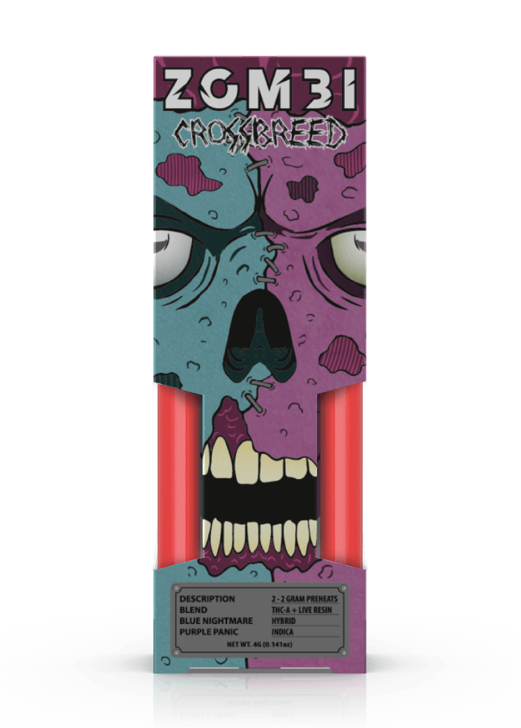 Zombi Crossbreed 4g THCA+Live Resin Disposables - Blue Nightmare x Purple Panic - HempWholesaler.com