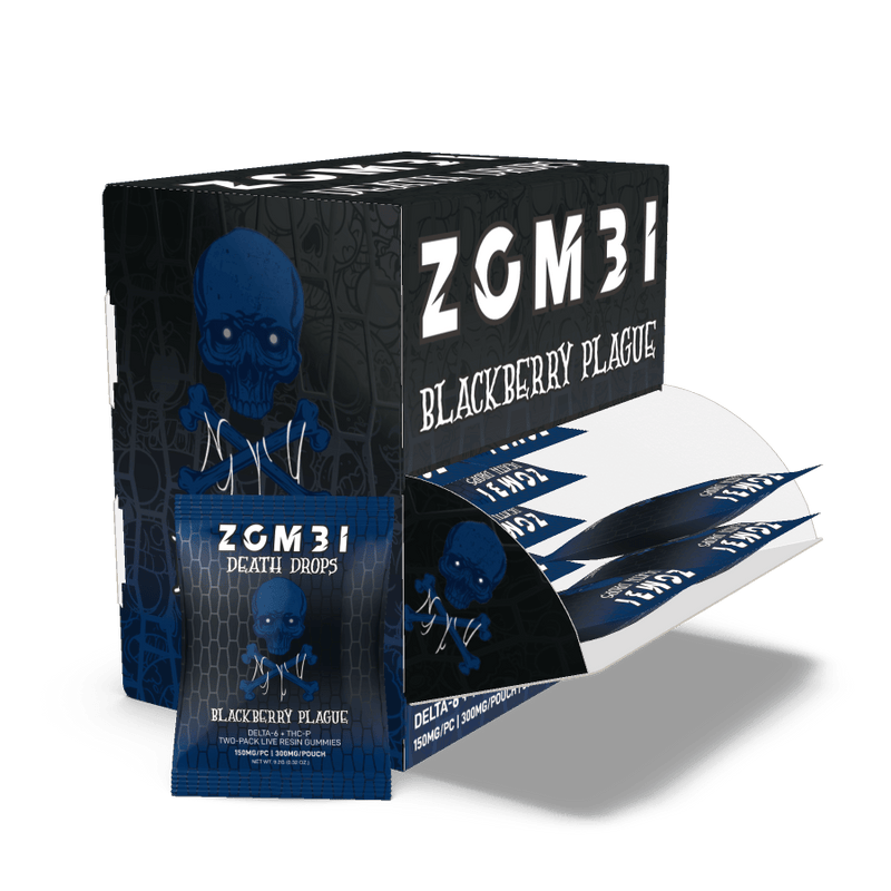 Zombi Death Drops Blend Gummies 30pk Display (2ct Pouches) 9000mg - Blackberry Plague - HempWholesaler.com