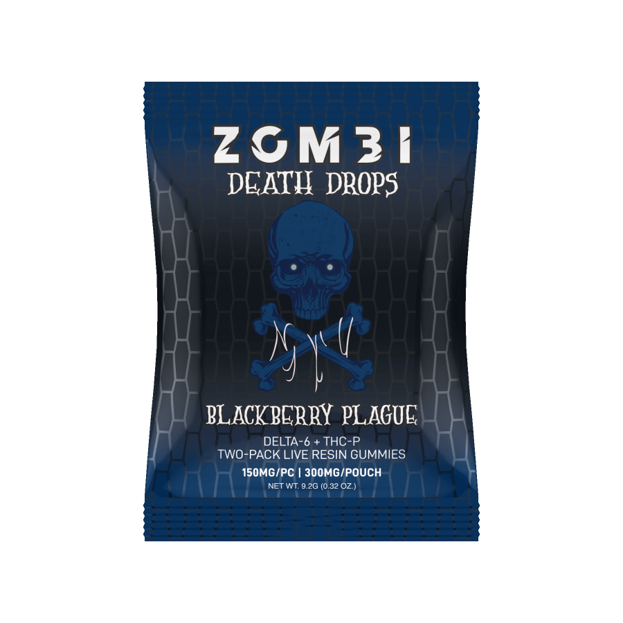 Zombi Death Drops Blend Gummies 30pk Display (2ct Pouches) 9000mg - Blackberry Plague - HempWholesaler.com