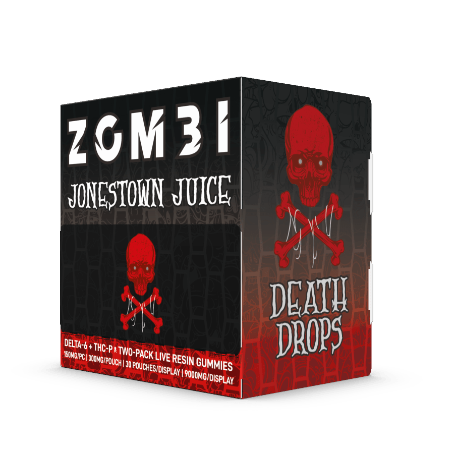 Zombi Death Drops Blend Gummies 30pk Display (2ct Pouches) 9000mg - Jonestown Juice - HempWholesaler.com