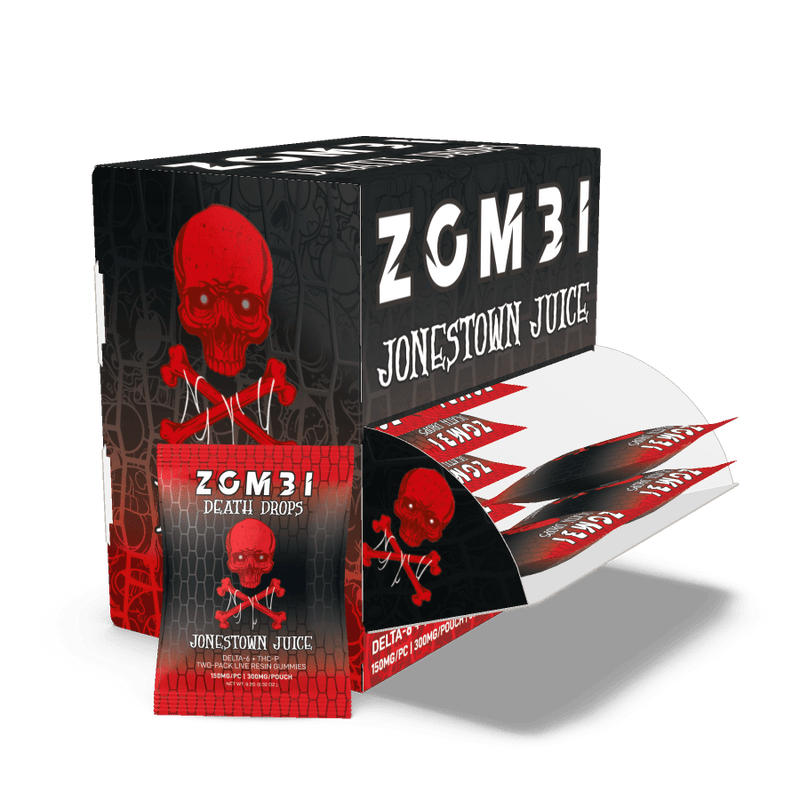 Zombi Death Drops Blend Gummies 30pk Display (2ct Pouches) 9000mg - Jonestown Juice - HempWholesaler.com